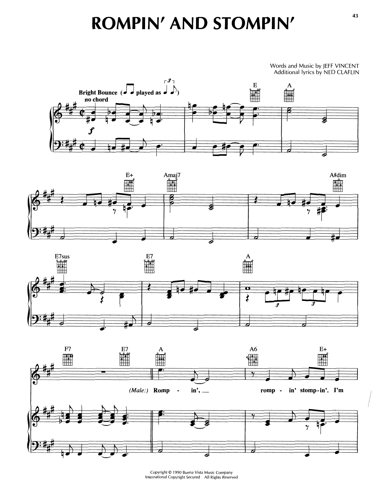 Danny Elfman Rompin' And Stompin' (from Dick Tracy) Sheet Music Notes & Chords for Piano, Vocal & Guitar Chords (Right-Hand Melody) - Download or Print PDF