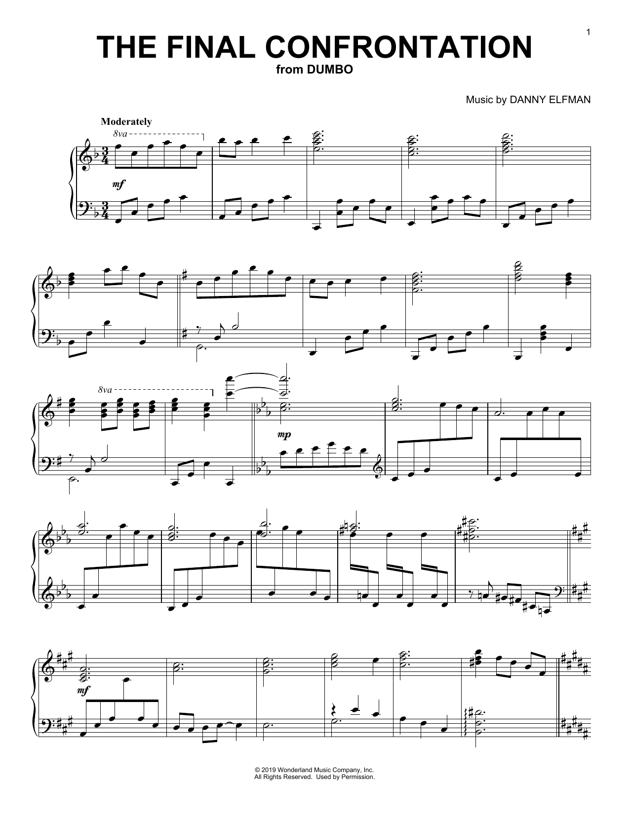 Danny Elfman The Final Confrontation (from the Motion Picture Dumbo) Sheet Music Notes & Chords for Piano Solo - Download or Print PDF