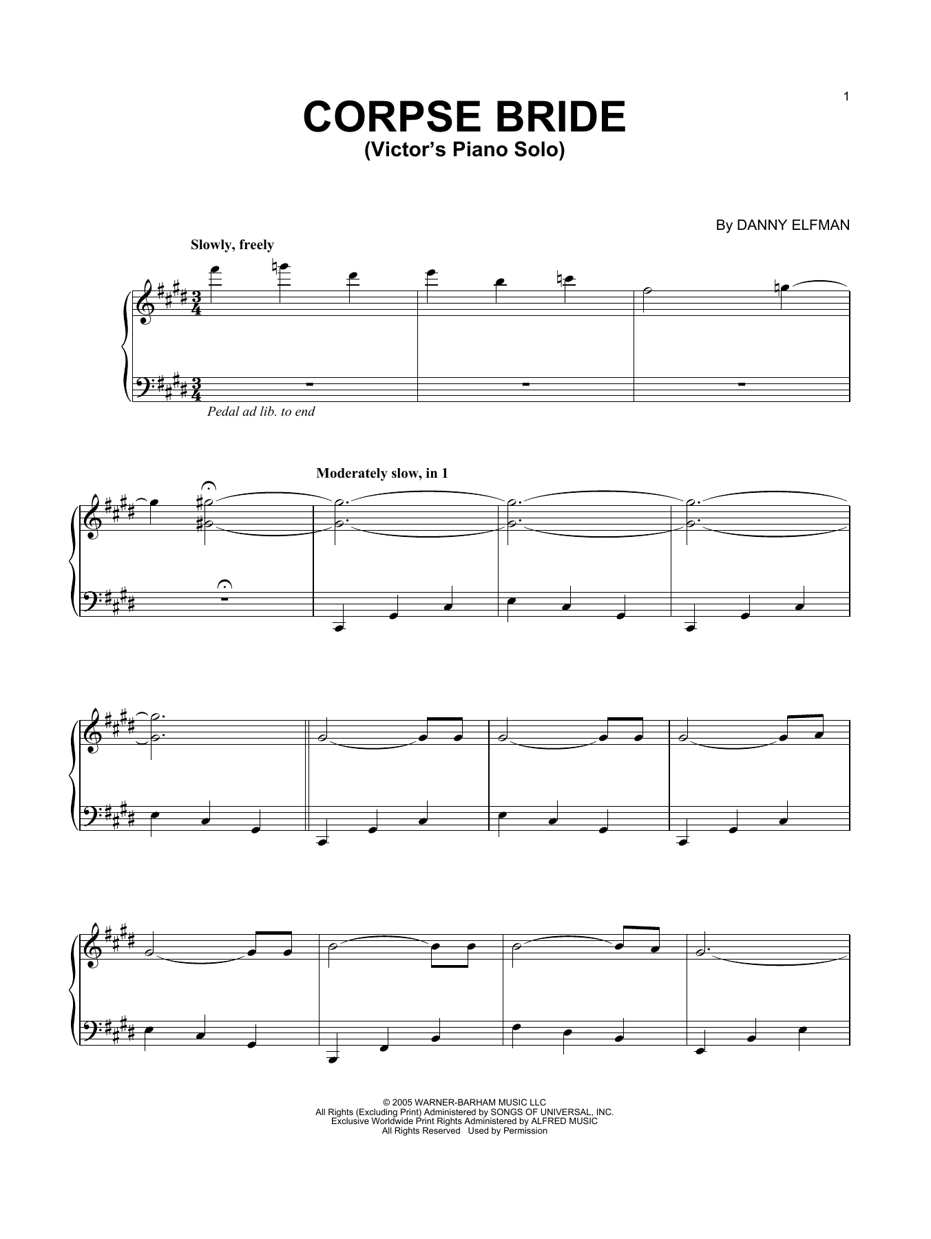 Danny Elfman Victor's Piano Solo (from Corpse Bride) Sheet Music Notes & Chords for Piano Solo - Download or Print PDF