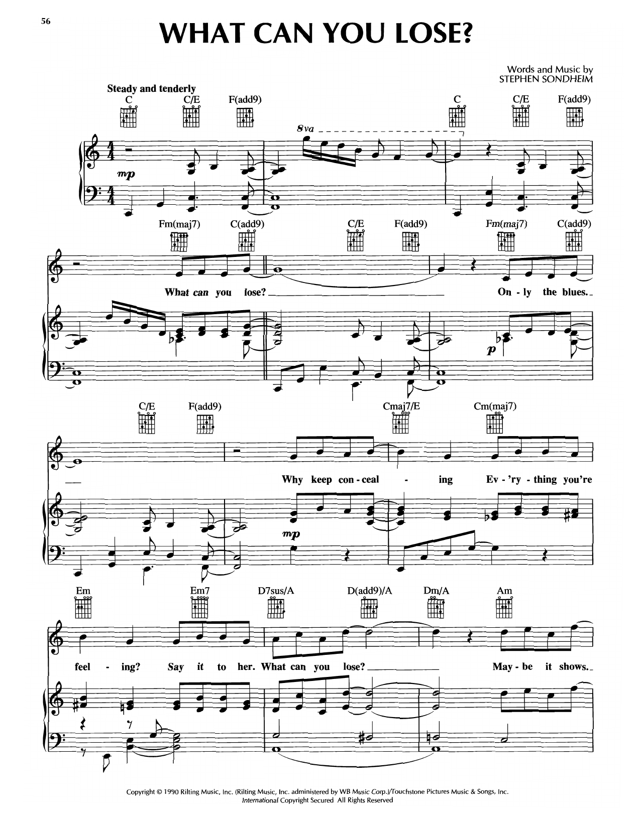 Danny Elfman What Can You Lose (from Dick Tracy) Sheet Music Notes & Chords for Piano, Vocal & Guitar Chords (Right-Hand Melody) - Download or Print PDF