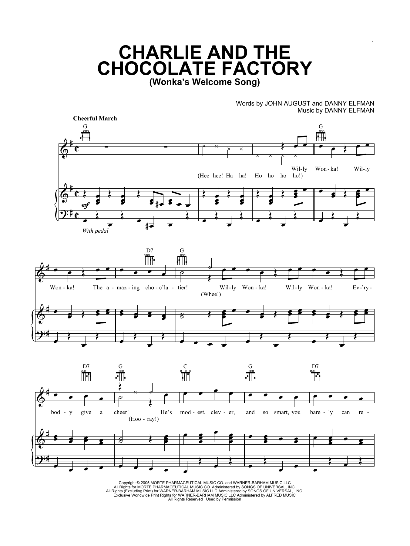 Danny Elfman Wonka's Welcome Song Sheet Music Notes & Chords for Piano - Download or Print PDF