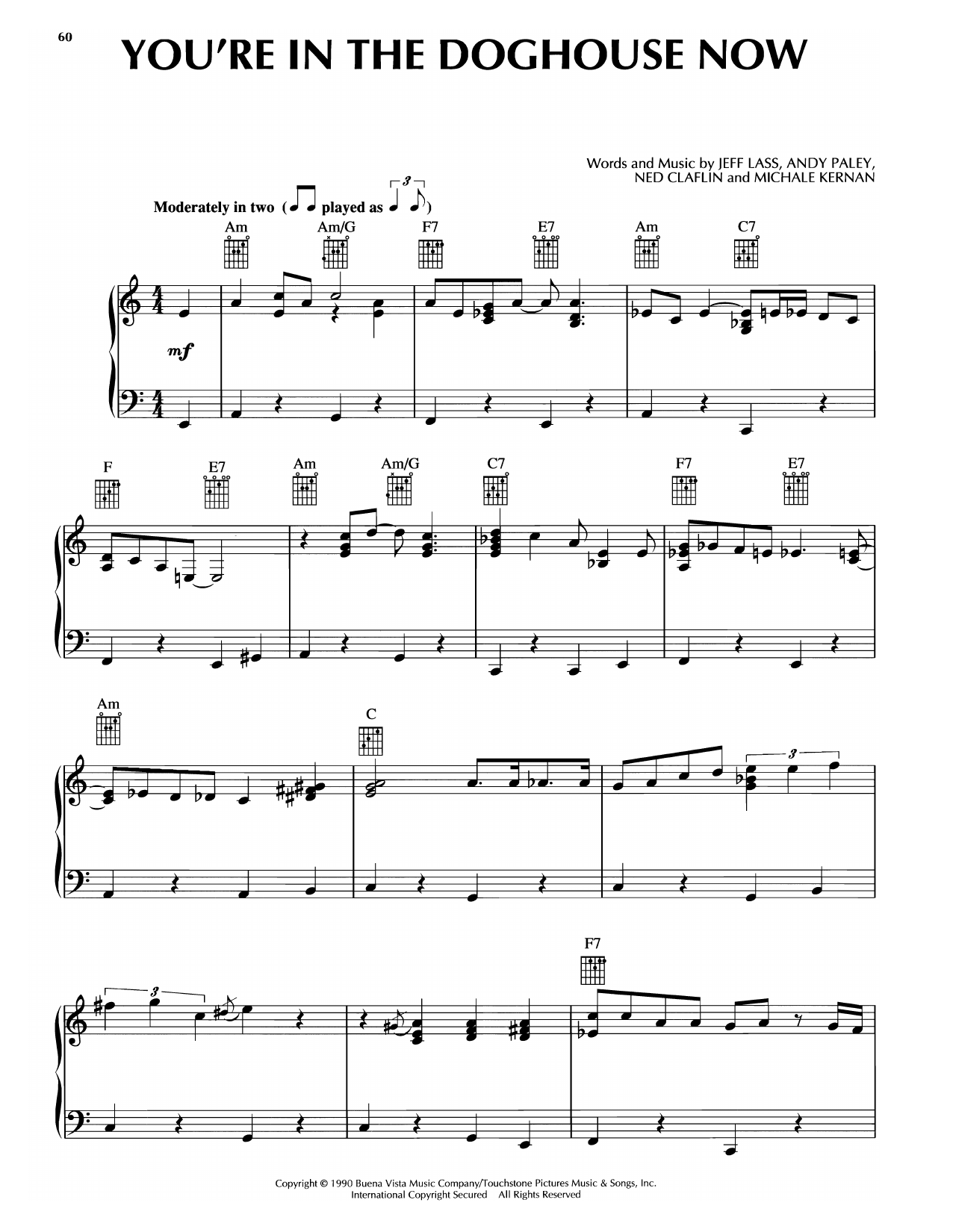Danny Elfman You're In The Doghouse Now (from Dick Tracy) Sheet Music Notes & Chords for Piano, Vocal & Guitar Chords (Right-Hand Melody) - Download or Print PDF
