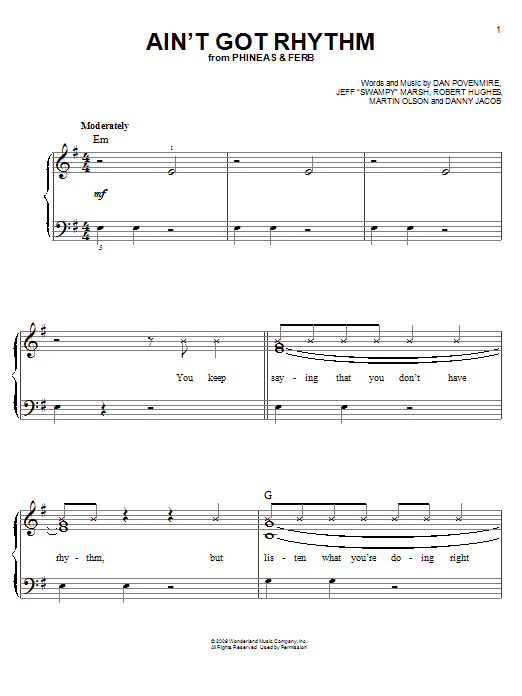 Danny Jacob Ain't Got Rhythm Sheet Music Notes & Chords for Easy Piano - Download or Print PDF