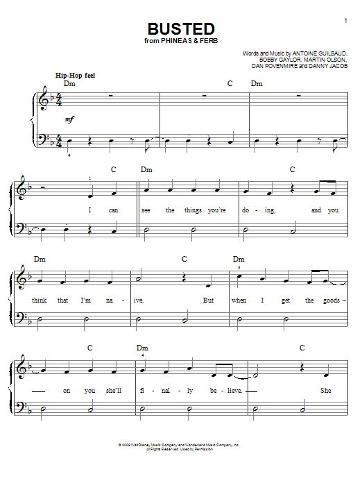 Danny Jacob Busted Sheet Music Notes & Chords for Easy Piano - Download or Print PDF
