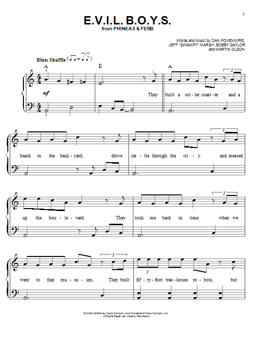 Danny Jacob E.V.I.L. B.O.Y.S. Sheet Music Notes & Chords for Easy Piano - Download or Print PDF