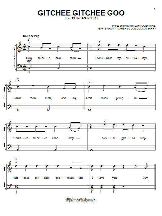 Danny Jacob Gitchee Gitchee Goo Sheet Music Notes & Chords for Easy Piano - Download or Print PDF