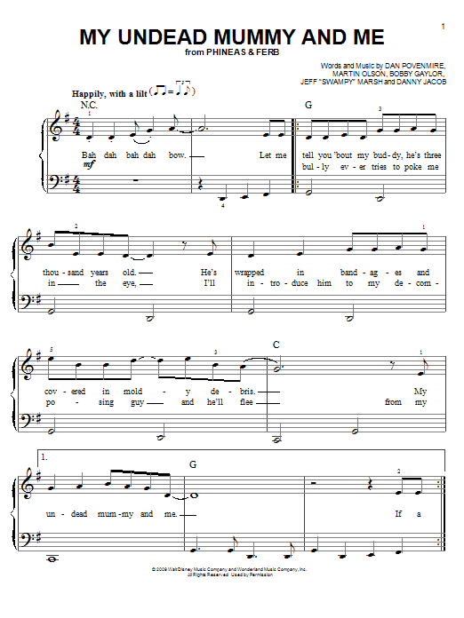 Danny Jacob My Undead Mummy And Me Sheet Music Notes & Chords for Easy Piano - Download or Print PDF