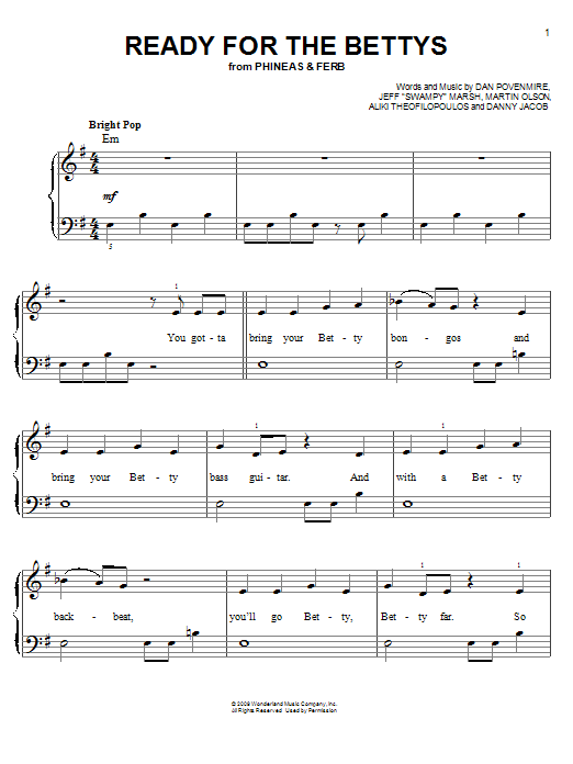 Danny Jacob Ready For The Bettys Sheet Music Notes & Chords for Easy Piano - Download or Print PDF