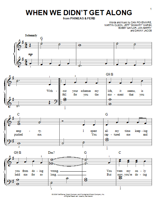 Danny Jacob When We Didn't Get Along Sheet Music Notes & Chords for Easy Piano - Download or Print PDF