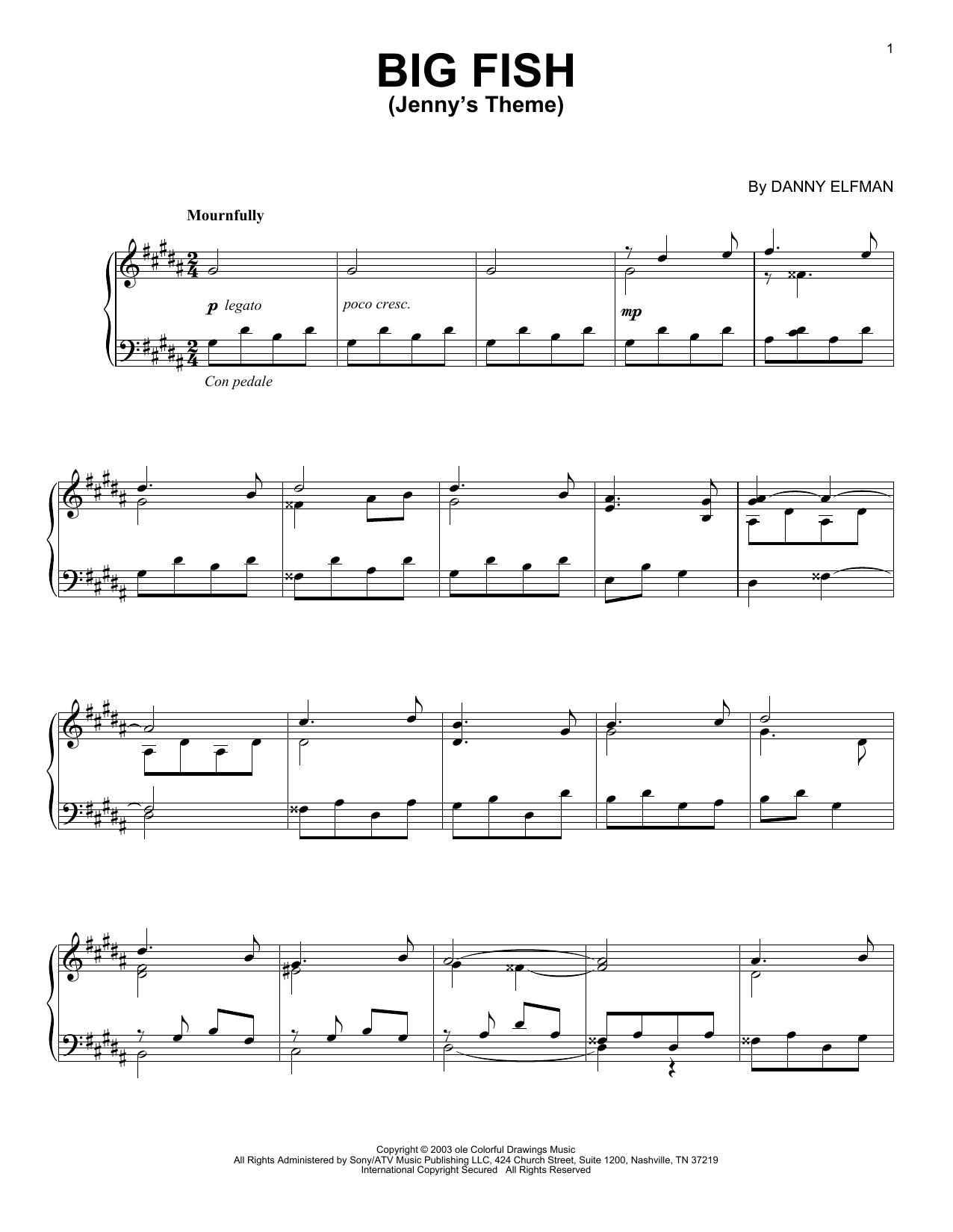 Preview Danny Elfman Jenny's Theme Classical sheet music, notes and chords for Piano, SKU: 253376 Jenny's Theme sheet music