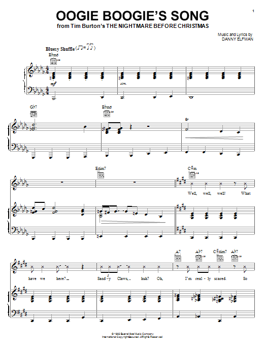 Danny Elfman Oogie Boogie S Song From The Nightmare Before Christmas Sheet Music Download Pdf Score 57847