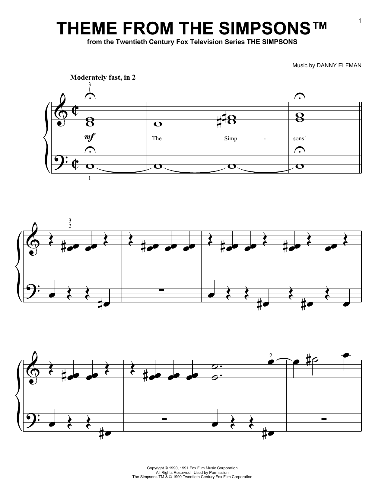 Theme From The Simpsons sheet music