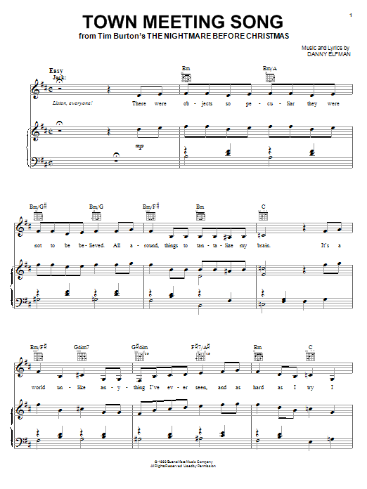Town Meeting Song (from The Nightmare Before Christmas) sheet music