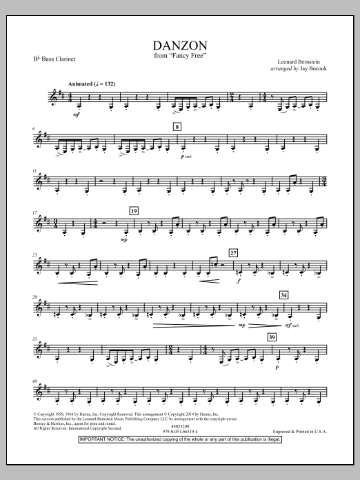 Jay Bocook Danzon From Fancy Free Bb Bass Clarinet Sheet Music Download Pdf Score 331059