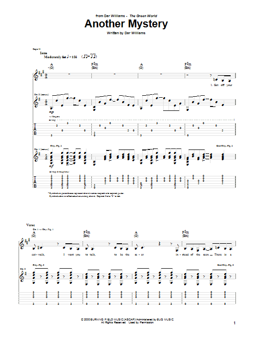 Dar Williams Another Mystery Sheet Music Notes & Chords for Guitar Tab - Download or Print PDF