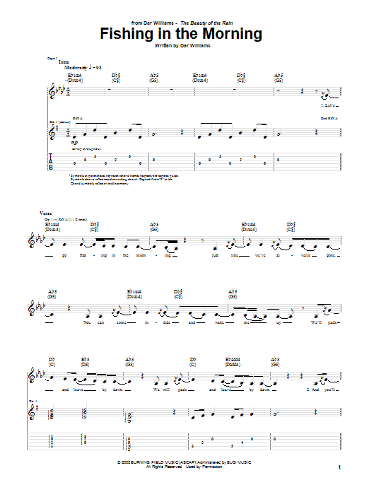 Dar Williams Fishing In The Morning Sheet Music Notes & Chords for Guitar Tab - Download or Print PDF