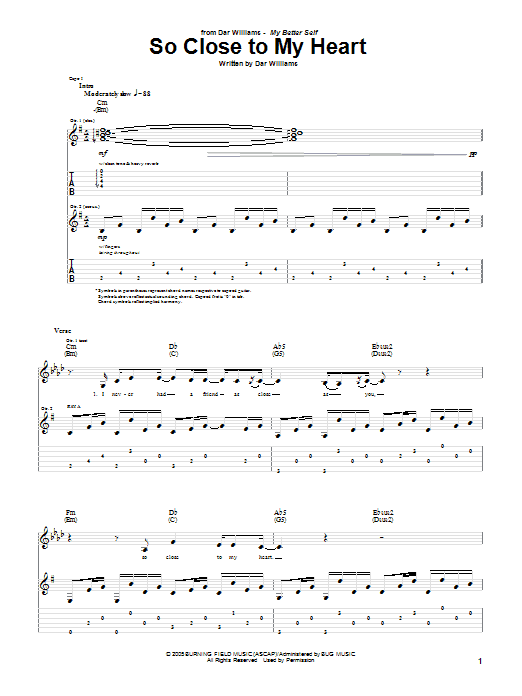 Dar Williams So Close To My Heart Sheet Music Notes & Chords for Guitar Tab - Download or Print PDF