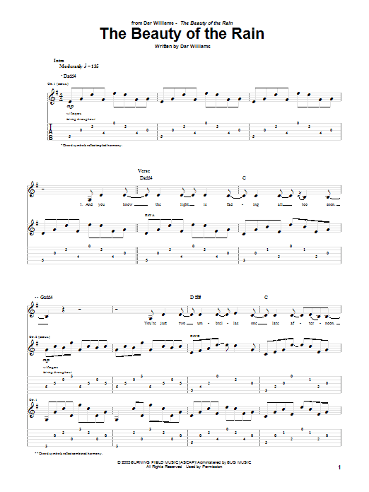 Dar Williams The Beauty Of The Rain Sheet Music Notes & Chords for Guitar Tab - Download or Print PDF