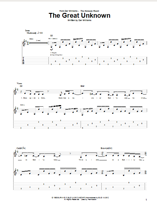 Dar Williams The Great Unknown Sheet Music Notes & Chords for Guitar Tab - Download or Print PDF