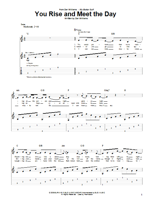 Dar Williams You Rise And Meet The Day Sheet Music Notes & Chords for Guitar Tab - Download or Print PDF