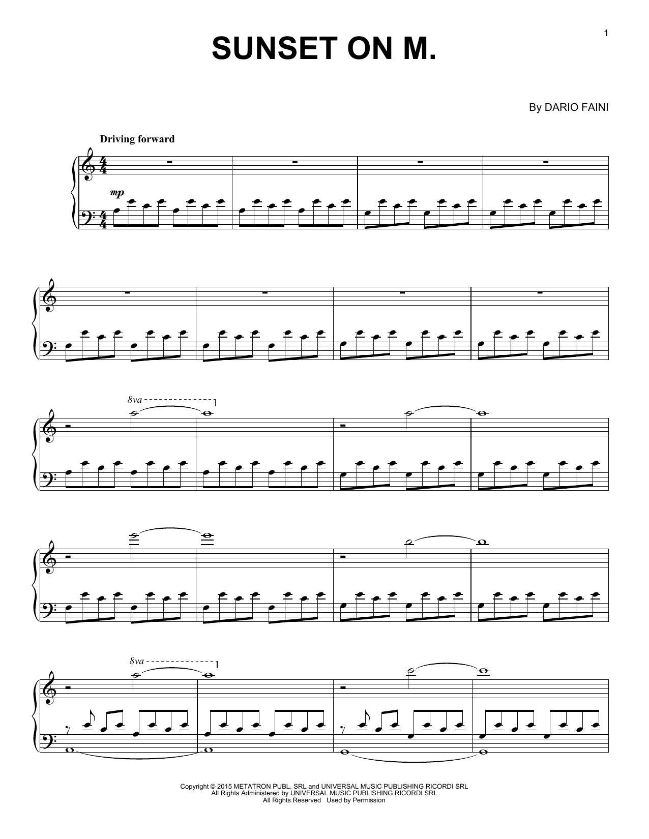 Dardust Sunset On M. Sheet Music Notes & Chords for Piano Solo - Download or Print PDF
