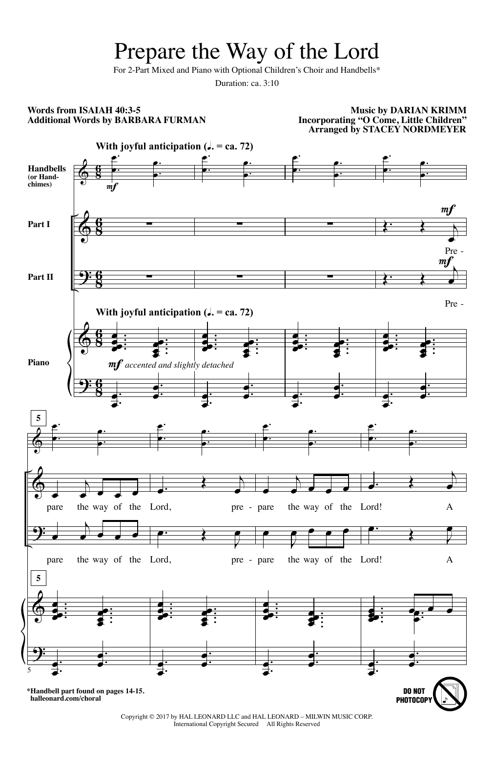 Darian Krimm Prepare The Way Of The Lord (arr. Stacey Nordmeyer) Sheet Music Notes & Chords for Choral - Download or Print PDF