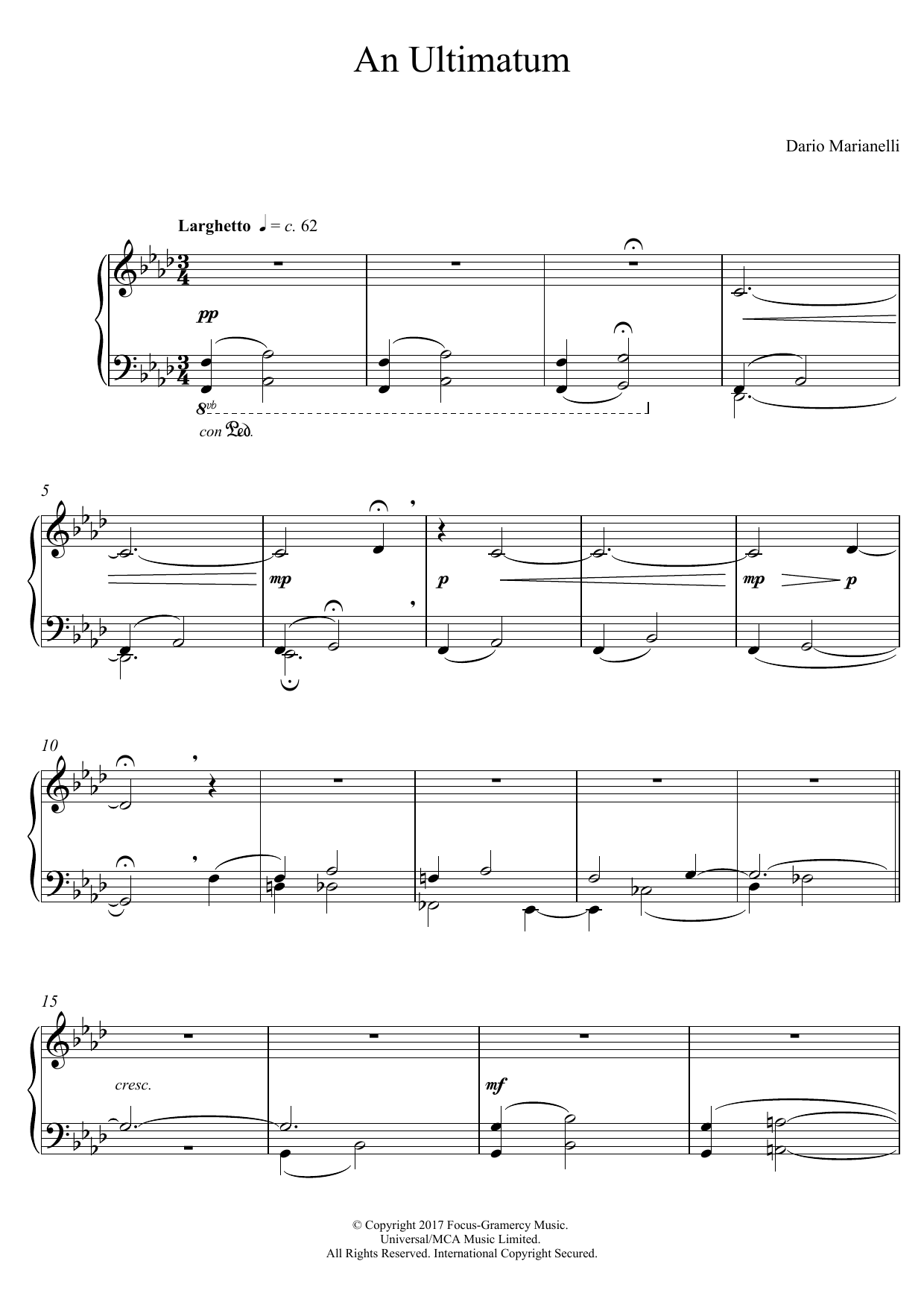 Dario Marianelli An Ultimatum (from Darkest Hour) Sheet Music Notes & Chords for Piano - Download or Print PDF