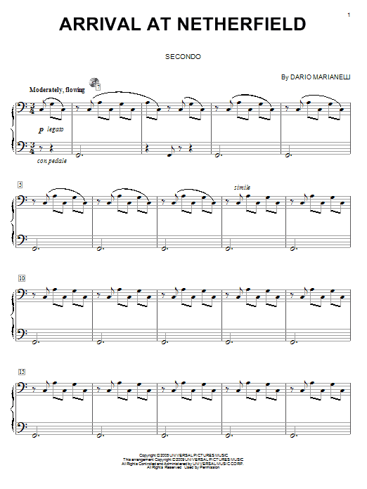 Dario Marianelli Arrival At Netherfield Sheet Music Notes & Chords for Piano Duet - Download or Print PDF