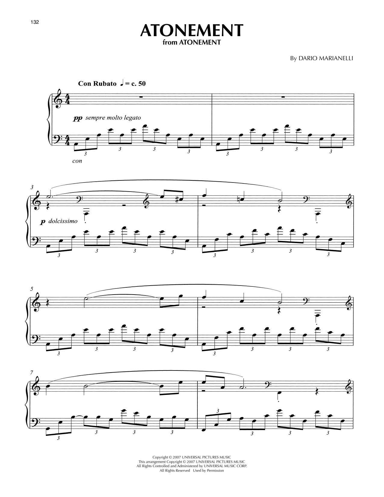 Dario Marianelli Atonement (from Atonement) Sheet Music Notes & Chords for Piano Solo - Download or Print PDF