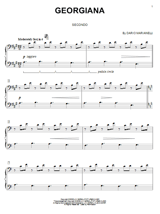 Dario Marianelli Georgiana Sheet Music Notes & Chords for Piano Duet - Download or Print PDF