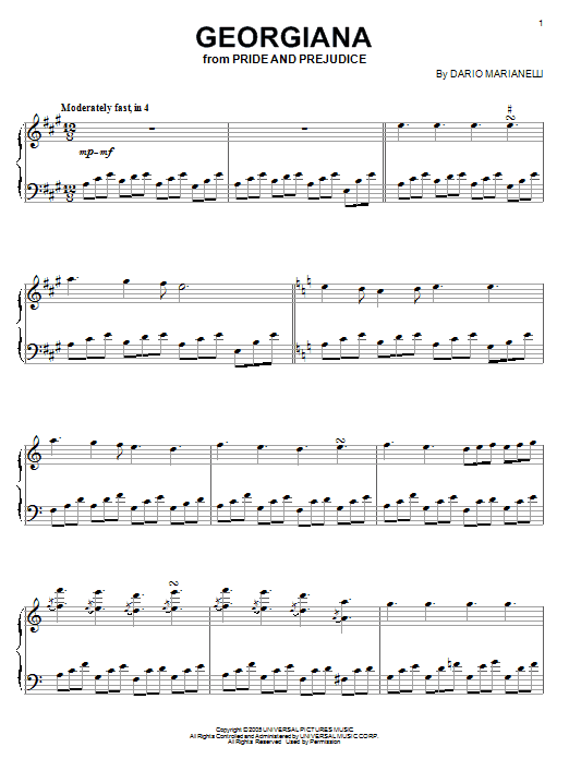 Dario Marianelli Georgiana Sheet Music Notes & Chords for Piano - Download or Print PDF