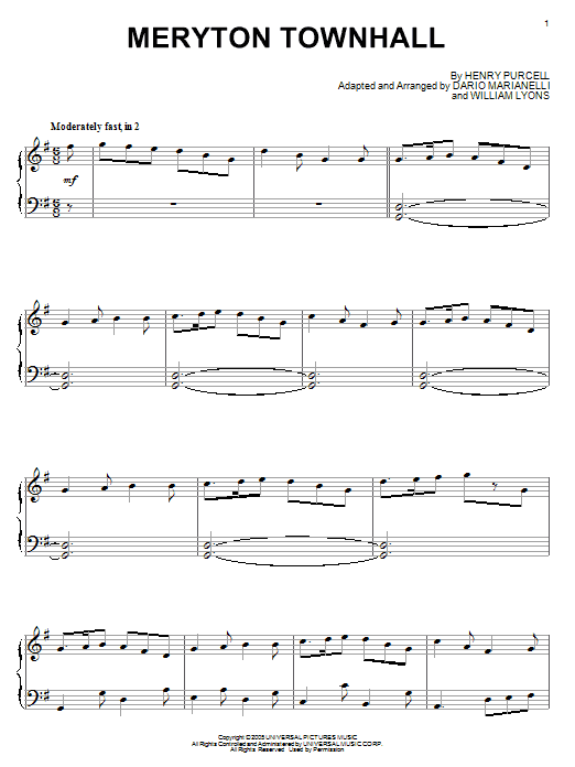 Dario Marianelli Meryton Townhall Sheet Music Notes & Chords for Big Note Piano - Download or Print PDF