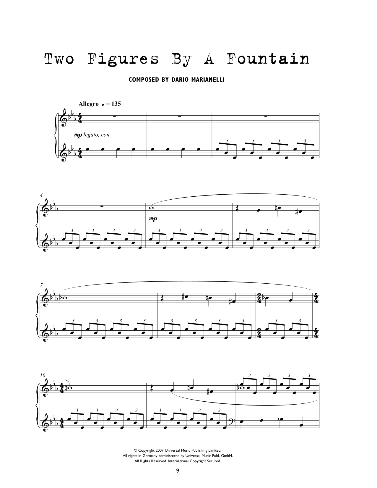 Dario Marianelli Two Figures By A Fountain (from Atonement) Sheet Music Notes & Chords for Piano Solo - Download or Print PDF