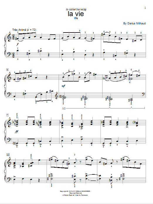 Darius Milhaud Life Sheet Music Notes & Chords for Educational Piano - Download or Print PDF Darius Milhaud Life Sheet Music Notes & Chords for Educational Piano - Download or Print PDF