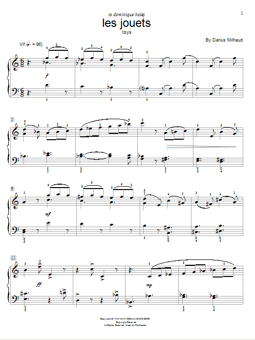 Darius Milhaud Toys Sheet Music Notes & Chords for Educational Piano - Download or Print PDF