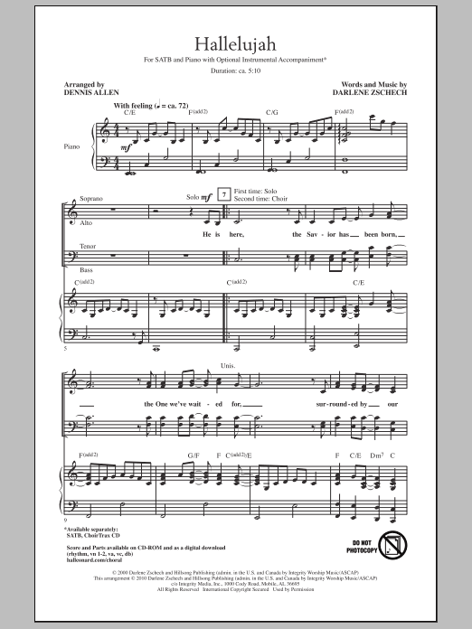 Dennis Allen Hallelujah Sheet Music Notes & Chords for SATB - Download or Print PDF