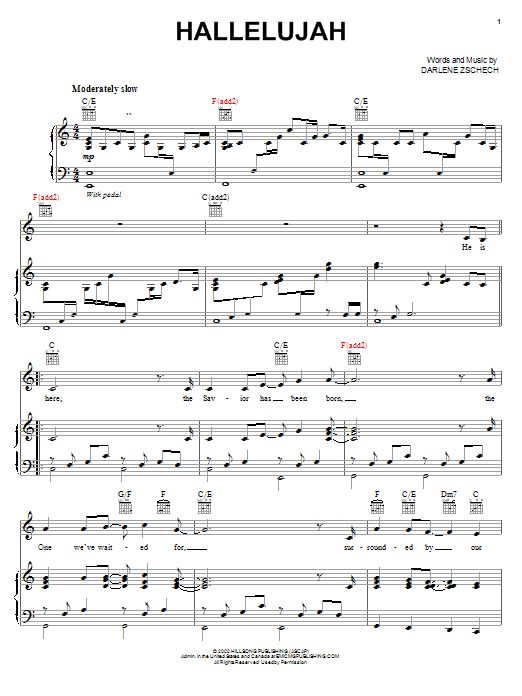 Darlene Zschech Hallelujah Sheet Music Notes & Chords for Piano, Vocal & Guitar (Right-Hand Melody) - Download or Print PDF