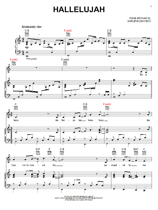 sheet music for christmas hallelujah