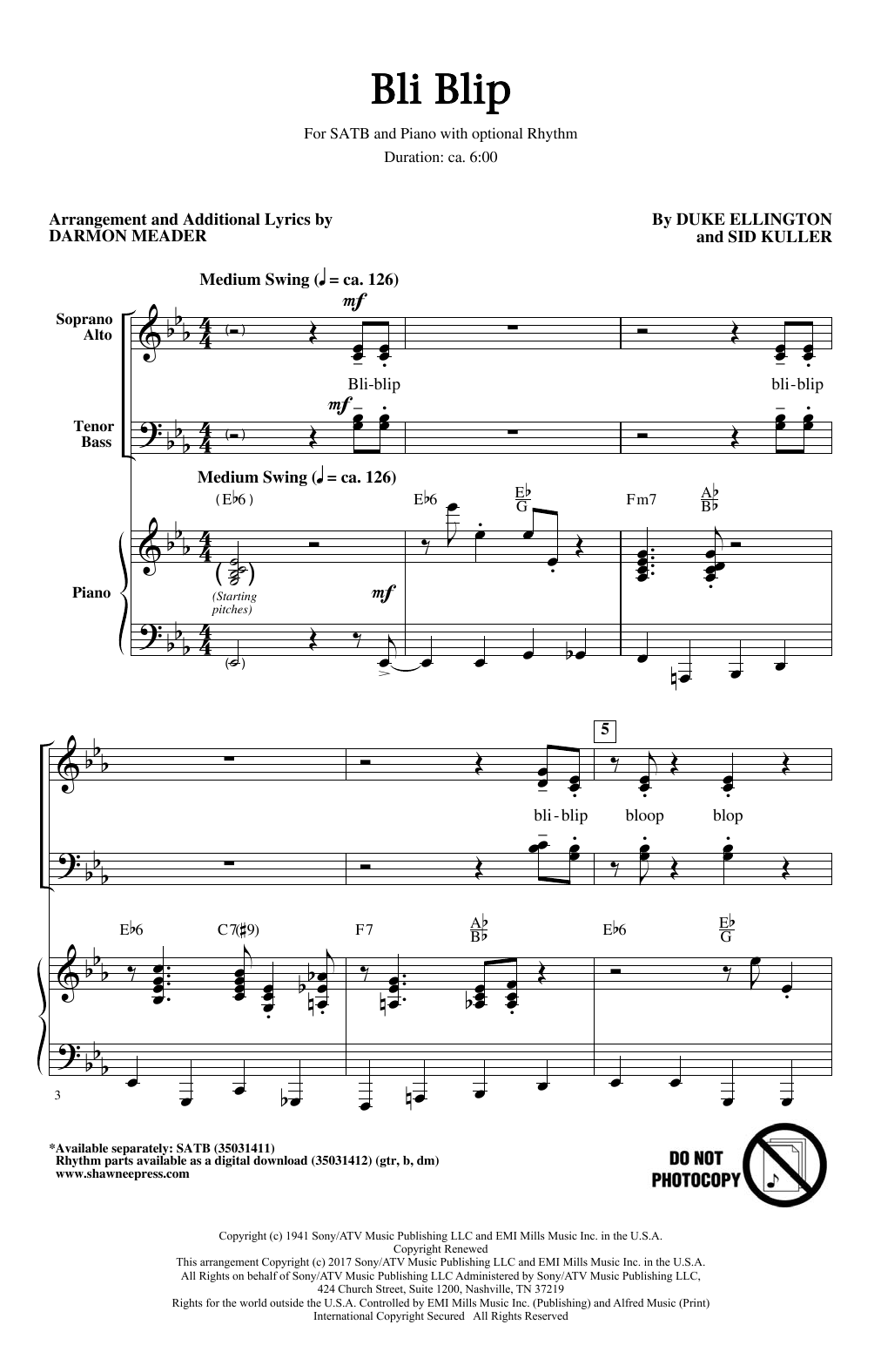 Darmon Meader Bli-Blip Sheet Music Notes & Chords for SATB - Download or Print PDF