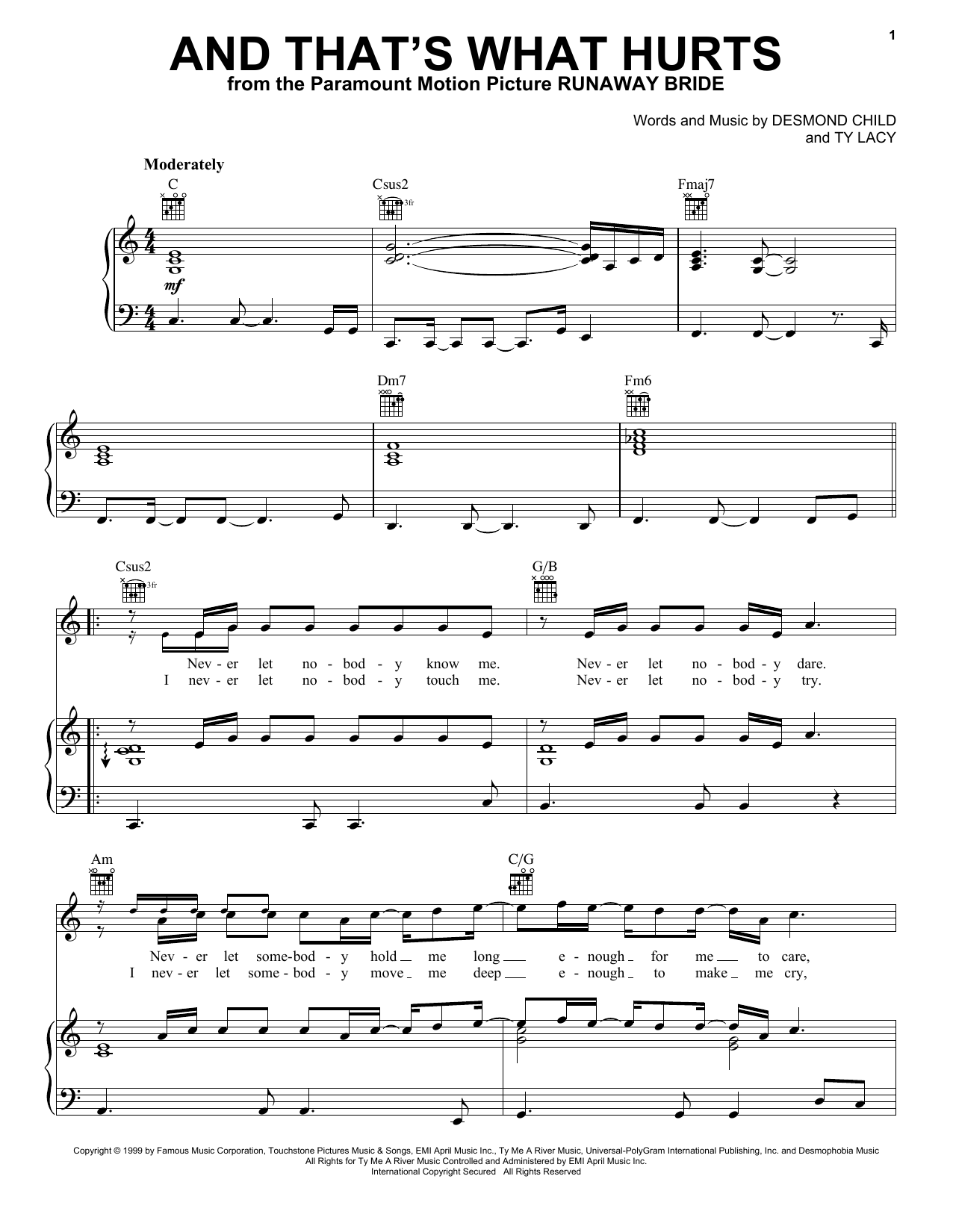 Daryl Hall and John Oates And That's What Hurts Sheet Music Notes & Chords for Piano, Vocal & Guitar Chords (Right-Hand Melody) - Download or Print PDF