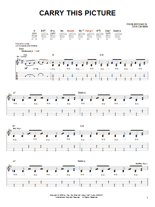 Dashboard Confessional Carry This Picture Sheet Music Notes & Chords for Guitar Tab - Download or Print PDF