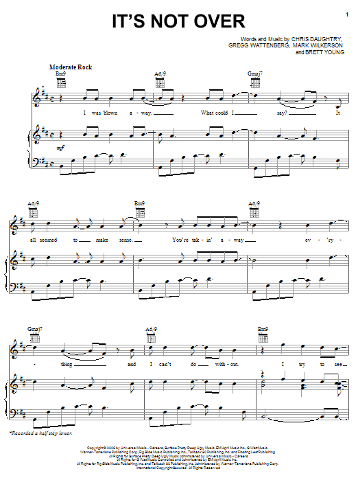 Preview Daughtry It's Not Over Rock sheet music, notes and chords for Guitar Tab, SKU: 59355 It's Not Over sheet music