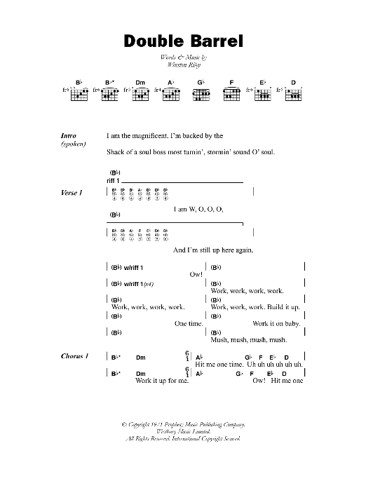 Dave & Ansell Collins Double Barrel Sheet Music Notes & Chords for Lyrics & Chords - Download or Print PDF