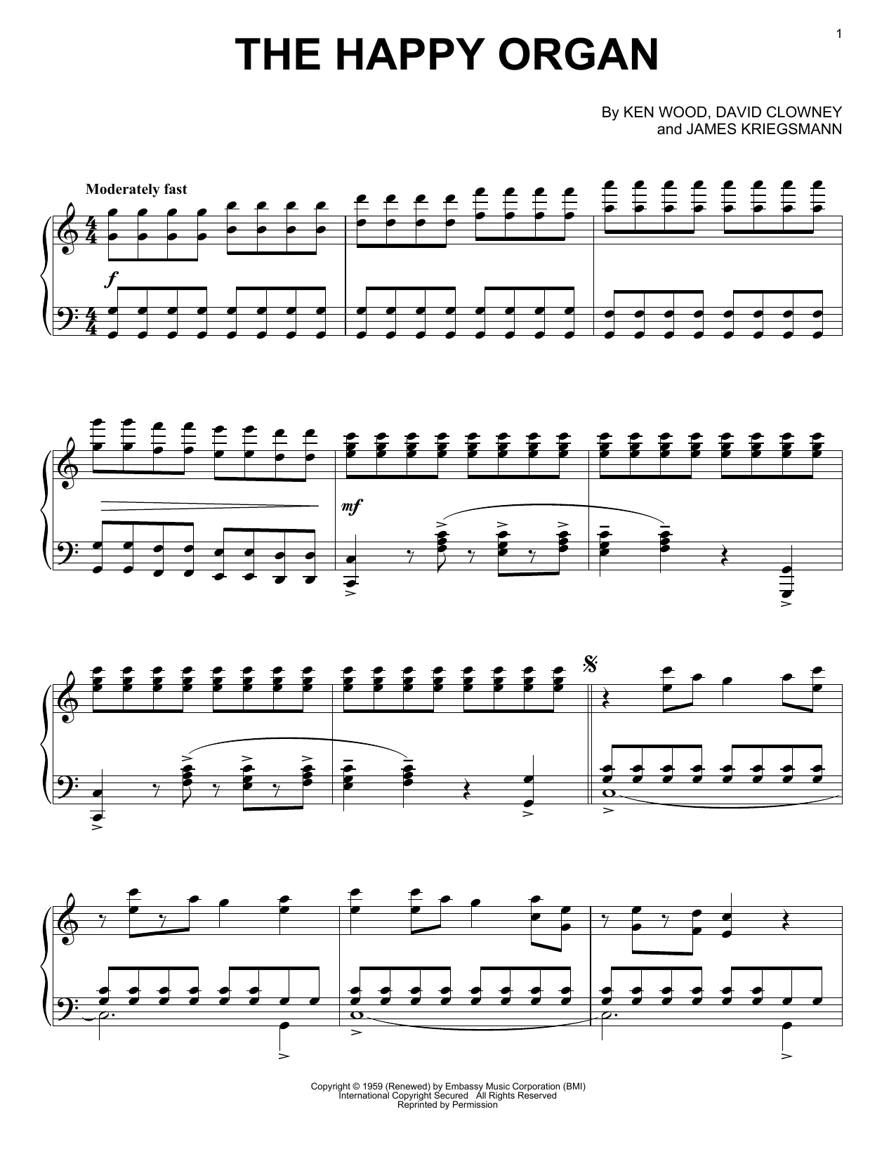 Dave Baby Corter The Happy Organ Sheet Music Notes & Chords for Keyboard Transcription - Download or Print PDF