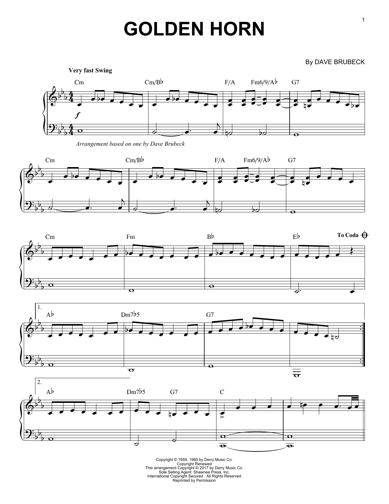 Dave Brubeck Golden Horn Sheet Music Notes & Chords for Piano - Download or Print PDF