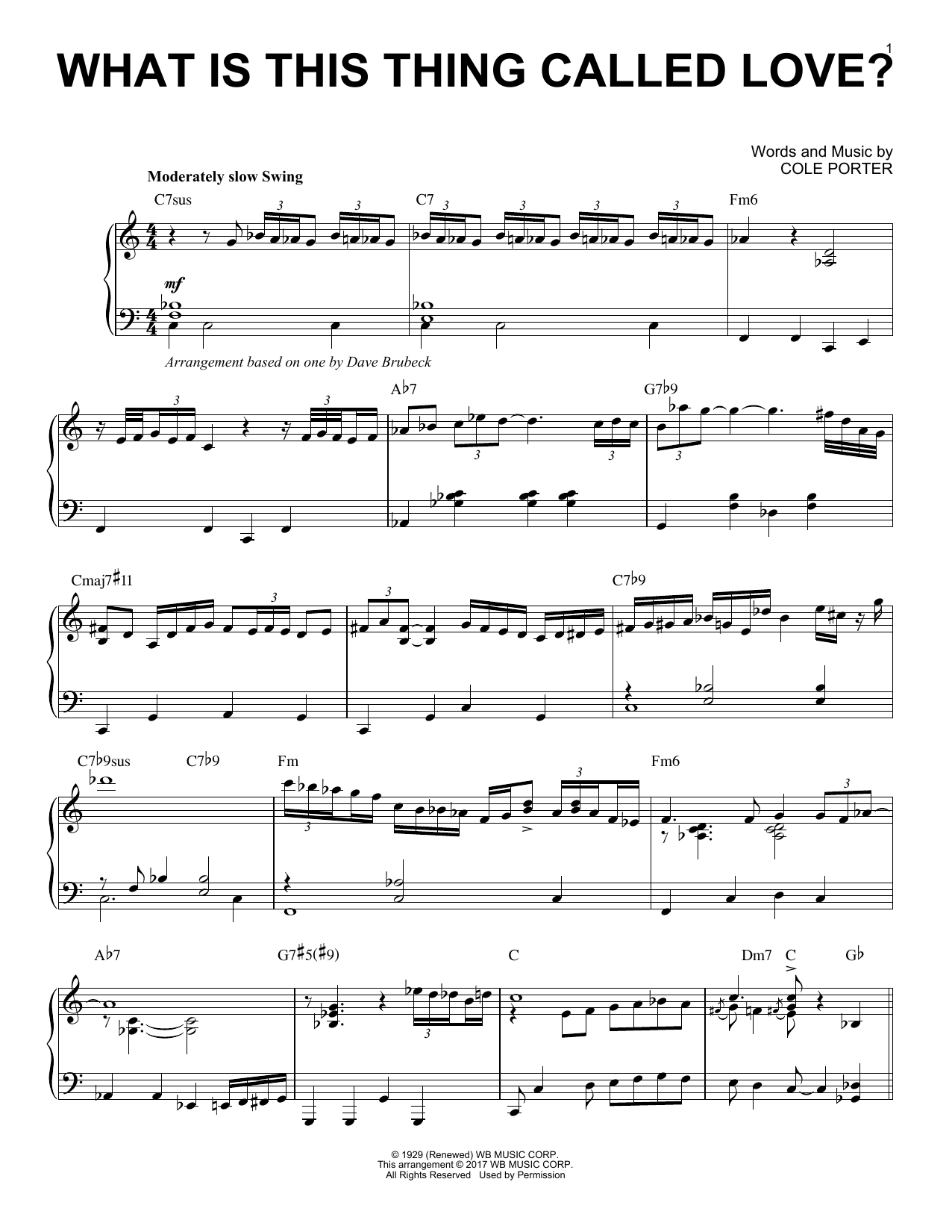 Dave Brubeck What Is This Thing Called Love? Sheet Music Notes & Chords for Piano - Download or Print PDF