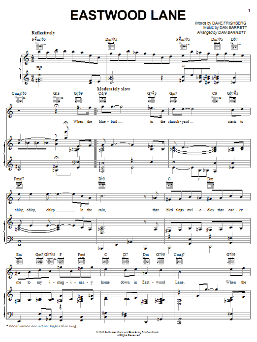 Dave Frishberg Eastwood Lane Sheet Music Notes & Chords for Piano, Vocal & Guitar (Right-Hand Melody) - Download or Print PDF Dave Frishberg Eastwood Lane Sheet Music Notes & Chords for Piano, Vocal & Guitar (Right-Hand Melody) - Download or Print PDF