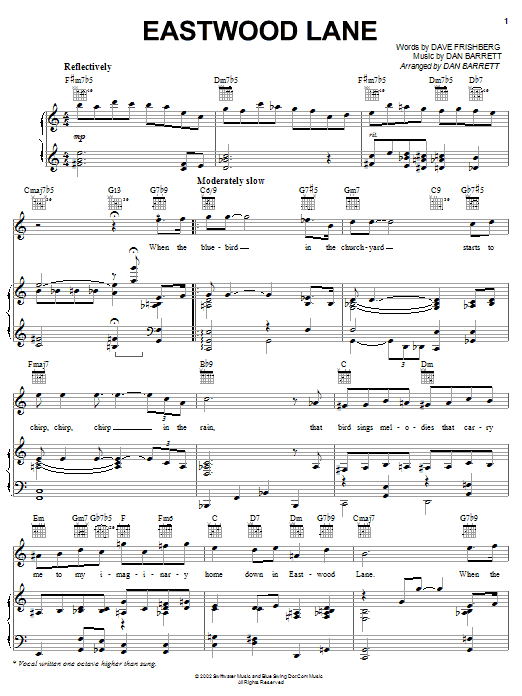Dave Frishberg Eastwood Lane Sheet Music Notes & Chords for Piano, Vocal & Guitar (Right-Hand Melody) - Download or Print PDF
