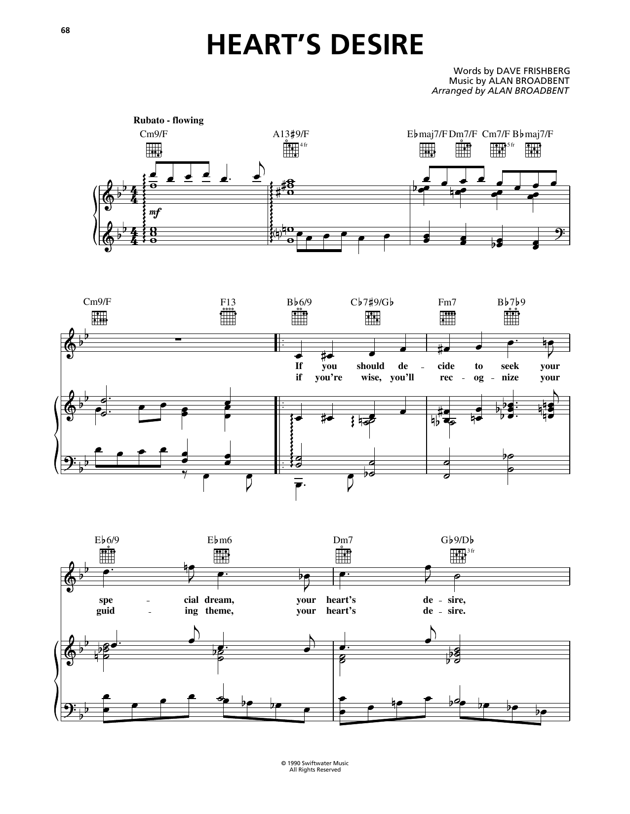 Dave Frishberg Heart's Desire Sheet Music Notes & Chords for Piano, Vocal & Guitar Chords (Right-Hand Melody) - Download or Print PDF
