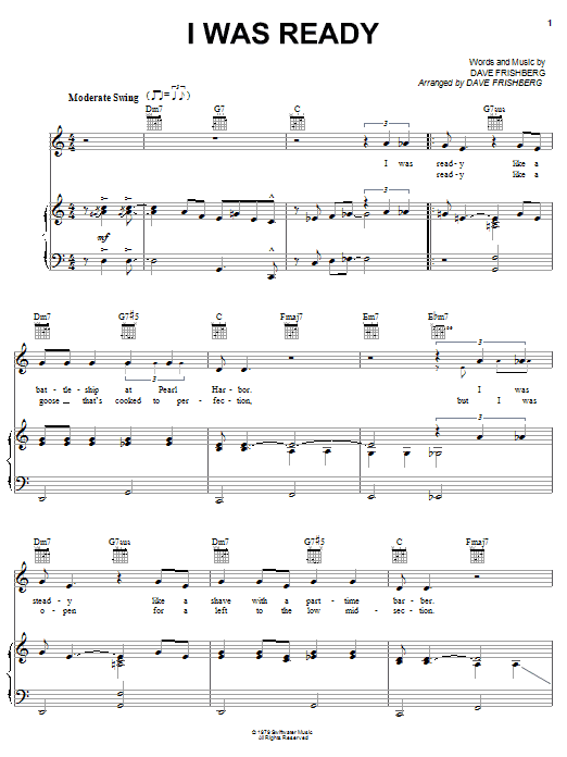Dave Frishberg I Was Ready Sheet Music Notes & Chords for Piano, Vocal & Guitar (Right-Hand Melody) - Download or Print PDF